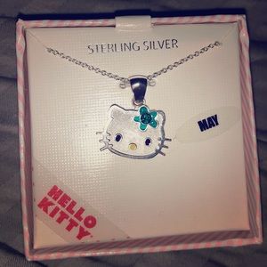 Hello kitty May birth stone necklace sterling